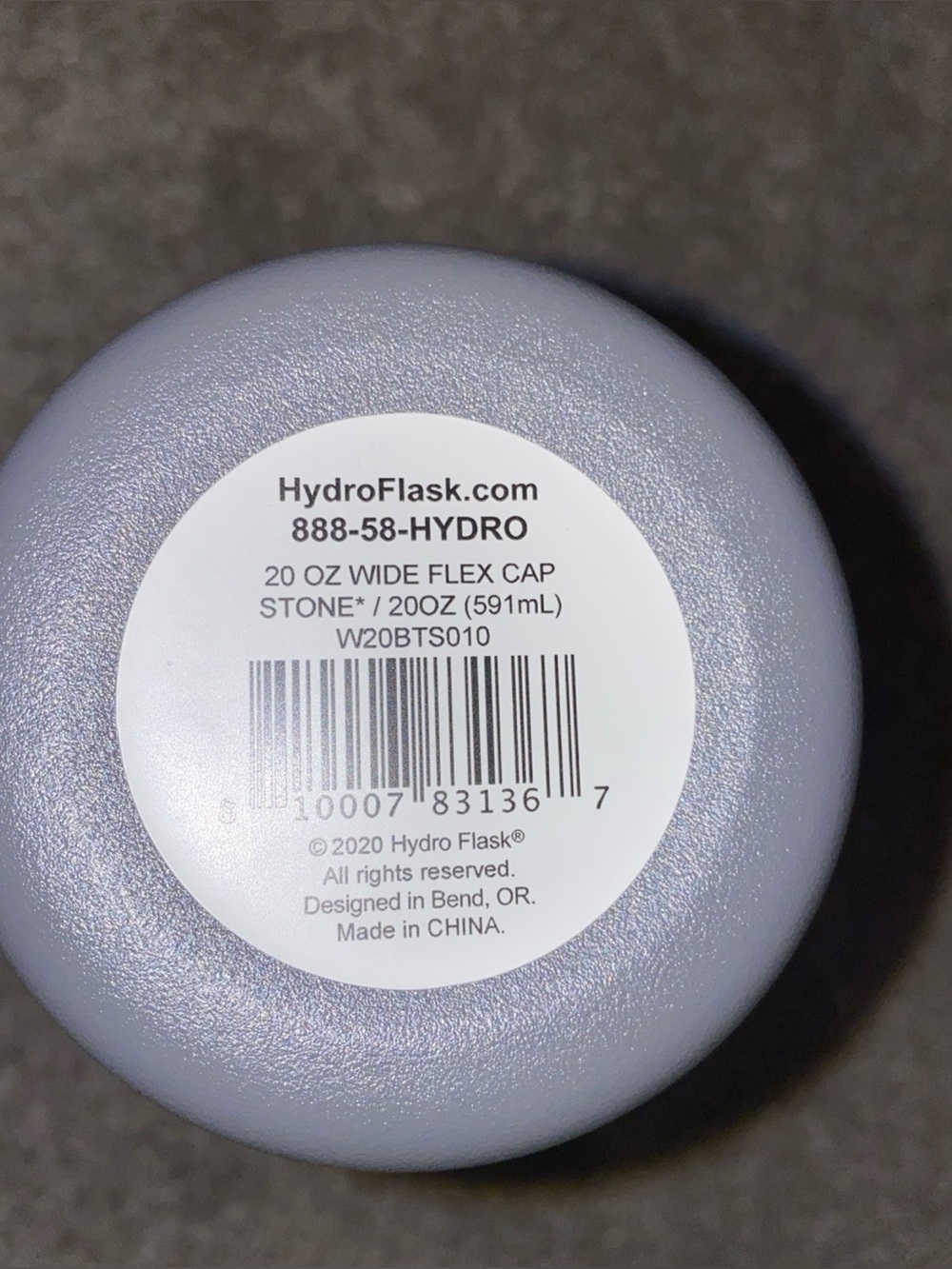 Hydro Flask 20 OZ Wide Mouth Water Bottle Stone Gray Brand New Cold Hot - Picture 4 of 6